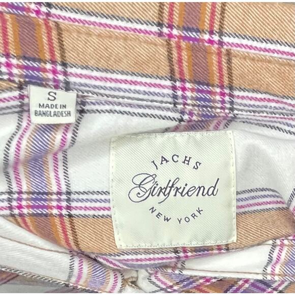 JACHS Girlfriend Womens Plaid Flannel Shirt Hand Pockets Sz S Cozy Fall Layering - Picture 2 of 8